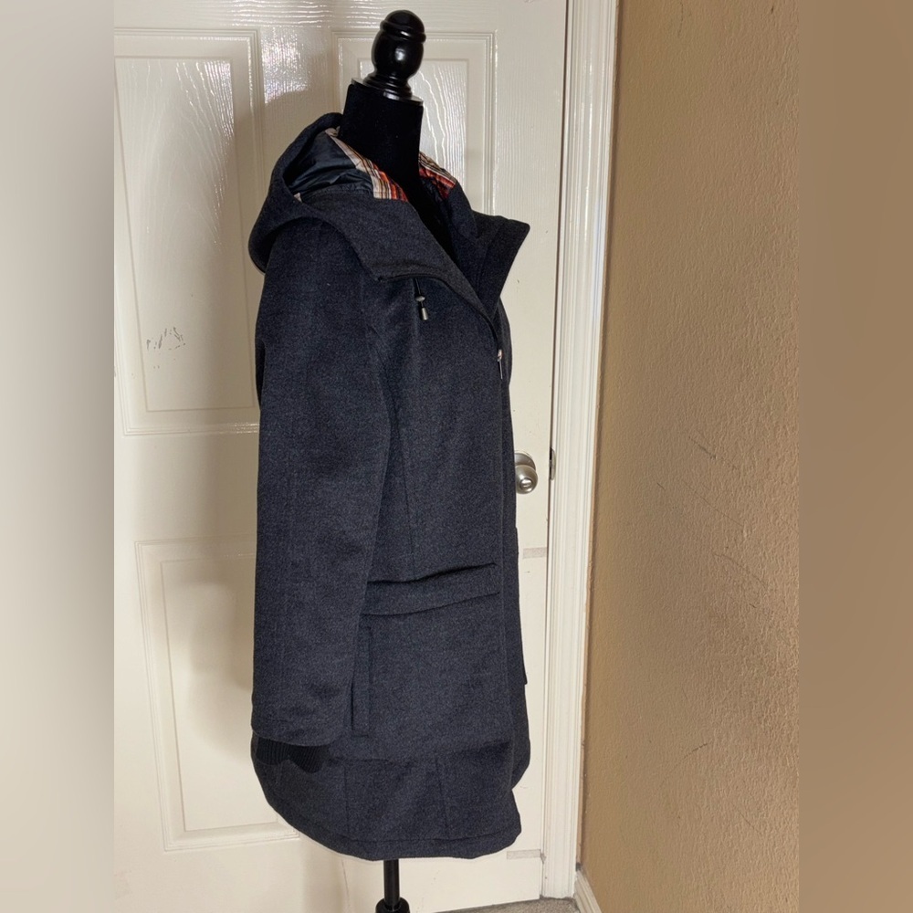 New Pendleton Women's Beverly Wool Blend Hooded Coat In Dark Gray Size Medium - Picture 4 of 13